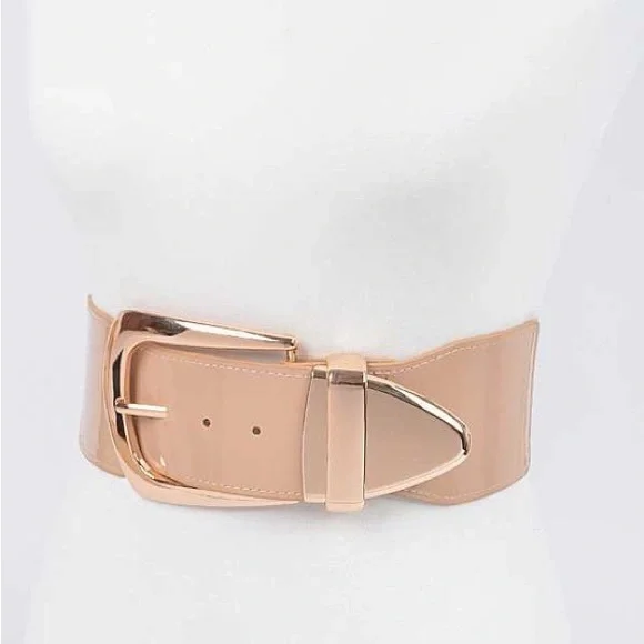 Plus Size Gold Metal Elastic Adjustable Statement Belt - Picture 5 of 12